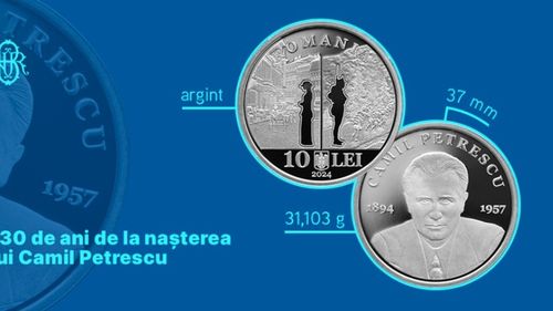 BNR lansează o monedă din argint cu tema 130 de ani de la naşterea lui Camil Petrescu