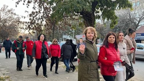 FOTO Școala în campania electorală: Alai de inspectori școlari care împart pliante și afișe electorale în Buzău, pentru candidatul PSD la alegerile prezidențiale 2024
