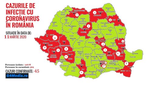 UPDATE: Numărul infecțiilor a ajuns la 47/ La Constanța, primul posibil caz de răspândire comunitară