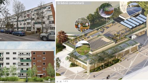 FOTO Bloc de patru etaje din zona Favorit, regenerat ecologic cu materiale naturale și primul acoperiș verde / Centru de inovare în fostul restaurant, proiect de 6,2 milioane euro în Sectorul 6