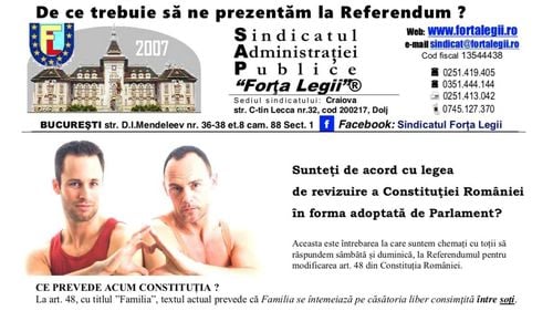 Referendumul pentru familie, susținut activ de Sindicatul Administrației Publice ”Forța Legii”: Votați ”DA”, pentru familia românească