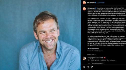 Renumitul bucătar australian Bill Granger, cunoscut drept „naşul” pâinii prăjite cu avocado, a murit la vârsta de 54 de ani