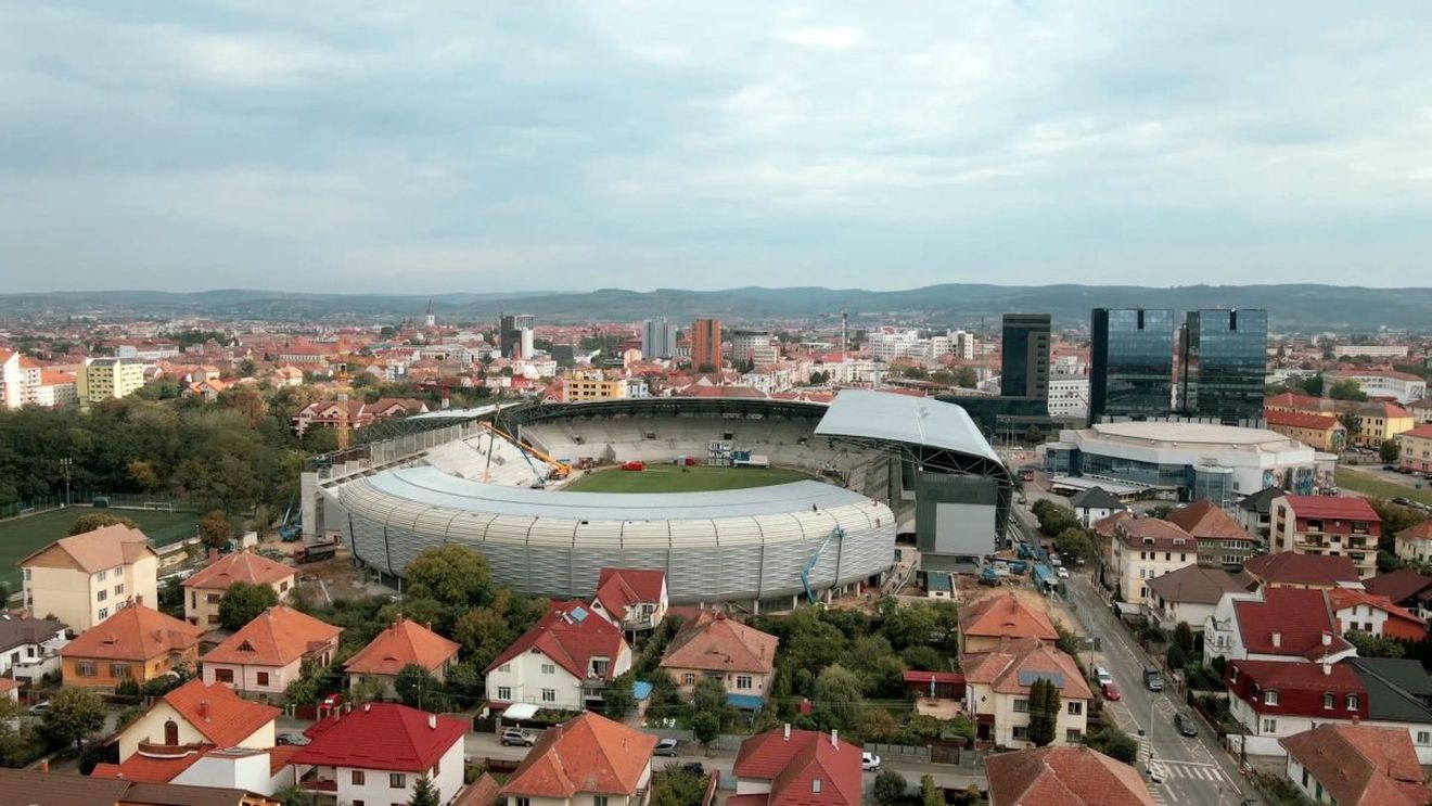 VIDEO Imagini noi cu stadionul în construcție din Sibiu. Primele secvențe din interiorul arenei