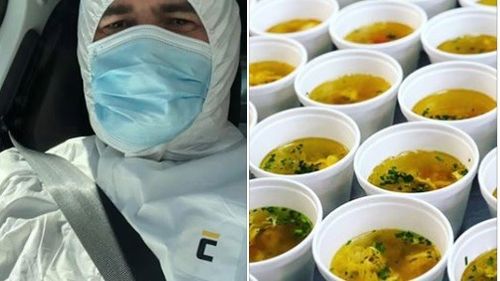 Bucătarul Adi Hădean și echipa sa gătesc pentru cadrele medicale din spitalele Matei Balș, Colentina și Universitar, în cadrul proiectului de voluntariat ”Solidar social”