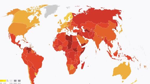 Harta corupției la nivel mondial: România, cotată cu scor de mijloc, iar Ungaria a devansat Bulgaria, fiind considerată cea mai coruptă din UE/ Țările nordice - cel mai scăzut nivel, Coreea de Nord, Siria și țări din Africa - în topul corupției