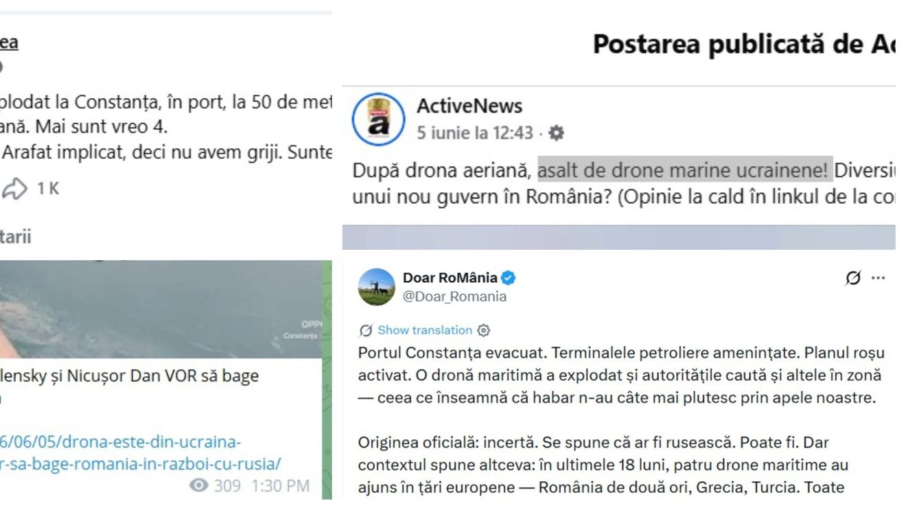 Maraton al dezinformării după drona explodată în Portul Constanța: Social media, inundate cu fake-uri care au strâns milioane de vizualizări / ”Ucraina a atacat intenționat România”