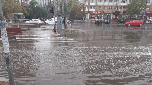 VIDEO Zone din București, inundate după prima ploaie din noiembrie. Gurile de canalizare sunt astupate de frunzele uscate