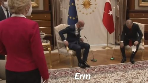 VIDEO Moment stânjenitor la întâlnirea președintelui turc Erdogan cu liderii UE: Ursula von der Leyen, trimisă pe o canapea