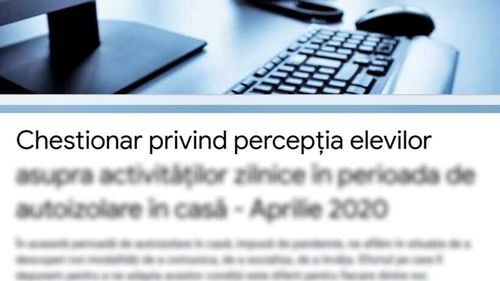 Elevii și părinții din București NU pot completa, într-un chestionar online lansat de Inspectorat, dacă profesorii nu își țin orele sau nu fac activități online