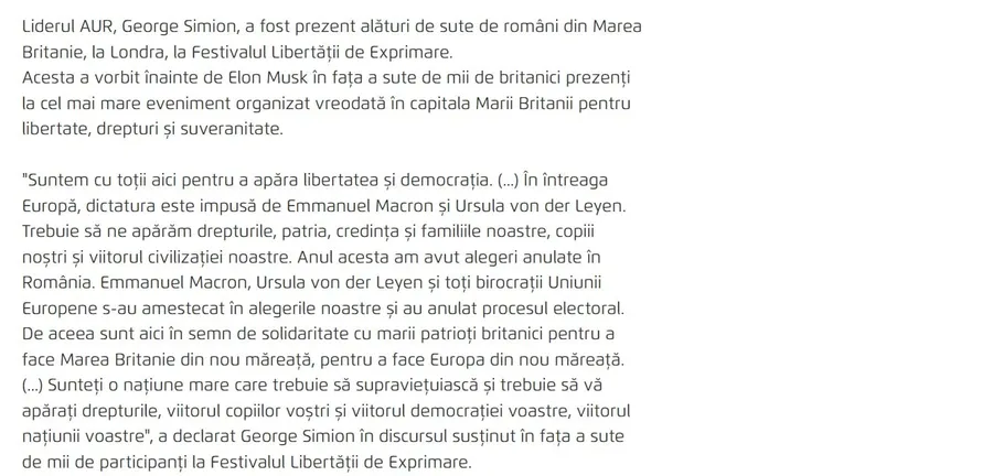 George Simion Elon Musk fraza lipsa