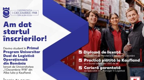 Kaufland România lansează, în premieră națională, programul de Studiu Dual Universitar în Logistica Operațională, în parteneriat cu Universitatea „1 Decembrie 1918” din Alba Iulia