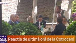 Imagine publicată de Digi24: Nicușor Dan, surprins la Bruxelles la masă cu Rareș Bogdan (PNL), contestatar al lui Ilie Bolojan, Victor Negrescu (PSD), Eugen Tomac și șeful SPP, Lucian Pahonțu, înaintea Consiliului European