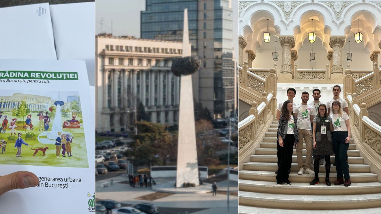 Trei etape de reorganizare a Pieței Revoluției, acum cu 25-30% din suprafață ocupată de parcări MAI, cu circulație auto și lipsită de vizibilitate. Proiectul de „piața centrală” pe care îl cer cetățenii administrației orașului