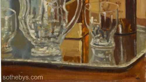 Un tablou pictat de fostul premier britanic Winston Churchill, reprezentând o sticlă de whisky, va fi scos la vânzare