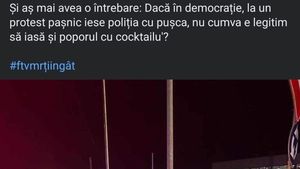 Activistă de la Corupția ucide, ridicată de polițiști după ce ar fi postat un mesaj instigator pe rețele sociale: „Dacă în democrație, la un protest pașnic iese poliția cu pușca, nu cumva e legitim să iasă și poporul cu cocktailu'?”