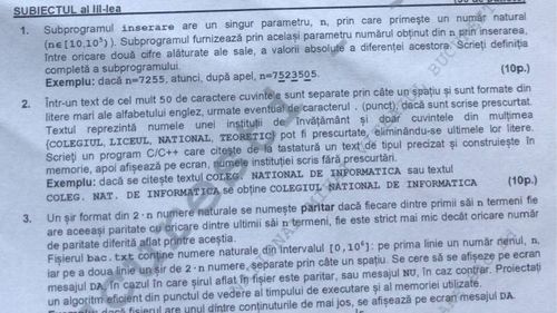 Subiecte simulare Informatică 2019: Ce subiecte au avut la simularea examenului de Informatică elevii de clasa a XII-a