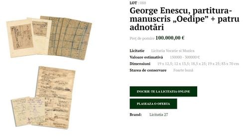 Licitația Enescu / Casa de licitații: Toate bunurile au o proveniență certificată, nu există nicio pretenție din partea nimănui și toate formalitățile legale au fost respectate întocmai. Am declanșat acțiuni penale împotriva celor care „au lansat afirmații mincinoase și calomniatoare”
