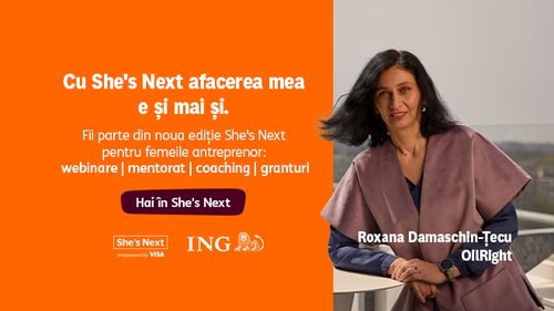Ești antreprenoare? Înscrie-te la She’s Next by ING & Visa! Poți câștiga un grant de până la 30.000 € și beneficiezi de mentorat personalizat. Te poți preînscrie chiar acum pentru invitații la webinariile gratuite. (P)