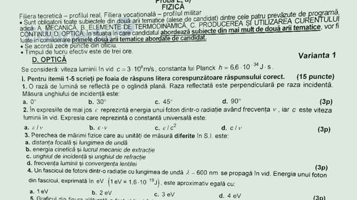 Subiecte Fizică – BAC 2025