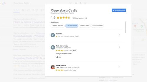Ratingul de pe Google al Castelului prințului Emanuel von und zu Liechtenstein a fost restabilit, iar recenziile negative ale câtorva mii de români, șterse/ Comentariile blocate și pe Tripadvisor