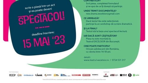 Scrii o piesă de teatru? Excelsior ți-o aduce în scenă / Teatrul EXCELSIOR lansează a 9-a ediție a Concursului de dramaturgie NEW DRAMA, un proiect dedicat tinerilor cu vârste cuprinse între 14 și 18 ani