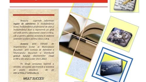 A fost publicată broșura admitere 2022 cu locurile disponibile la liceele din București
