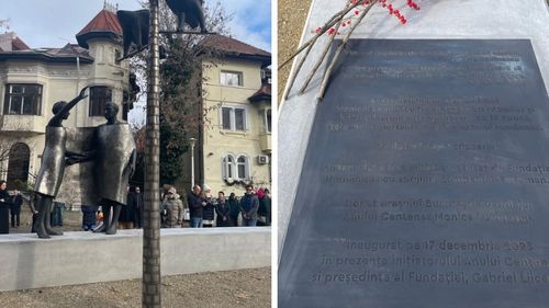 Statuile Monicăi Lovinescu și Virgil Ierunca, unite printr-o mantie de inox, alături de un arbore al răului, o parabolă a securiștilor infiltrați la Europa Liberă. Monument de artă contemporană, inaugurat în Cotroceni