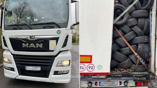 10 tone de anvelope uzate, oprite în Vama Borș / Şoferul nu a putut prezenta documentele necesare importului