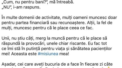 Nelu Tătaru, pe Facebook, în urmă cu 4 zile: „Nelu, tu pentru ce muncești atât la spital?, mă întreabă o cunoștință. „Pentru pacienți, îi răspund” / Acuzat de luare de mită în 100 de cazuri, șterge postarea