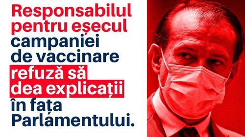 USR: Florin Cîțu să explice în Parlament de ce campania de vaccinare a eșuat. Degeaba încearcă să amâne prin „atacuri, minciuni și fake news”