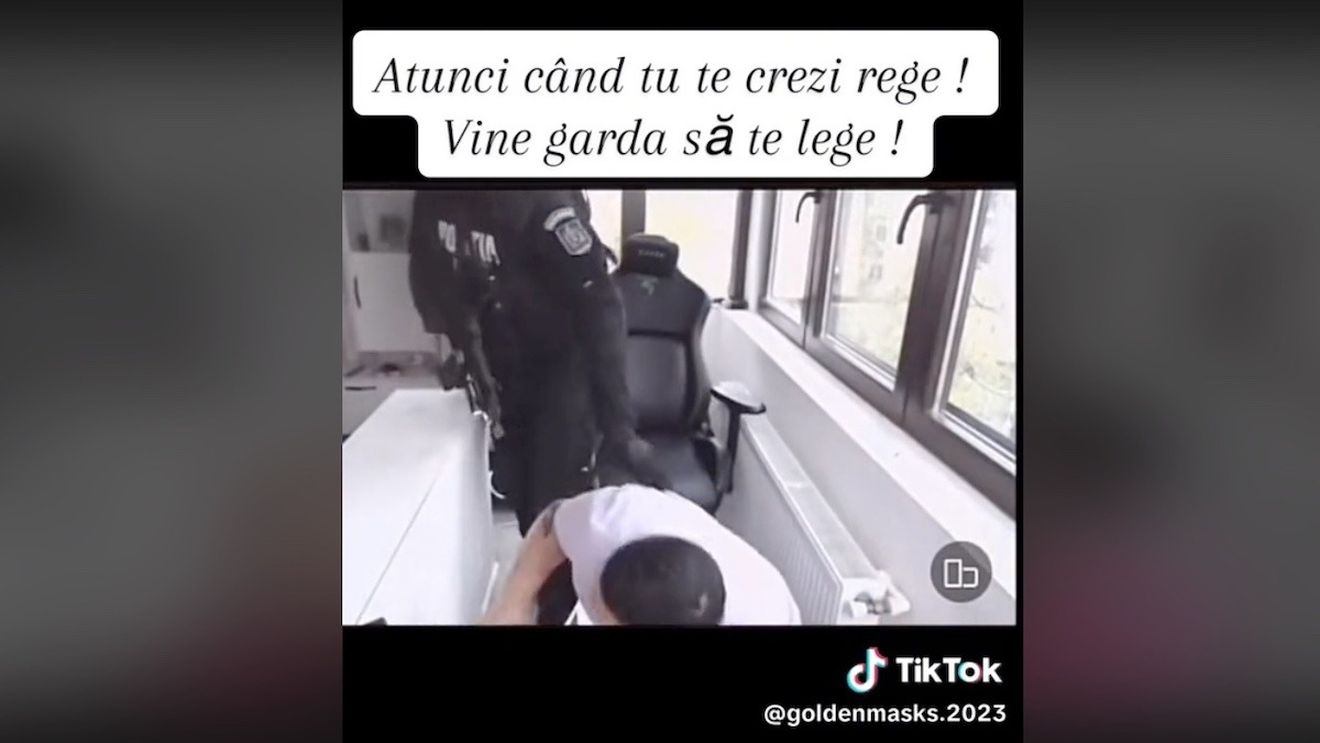 Allin, "regele TikTok-ului", reținut pentru amenințare și tulburarea liniștii publice / Arunca lucruri de la fereastră, s-a filmat în posturi indecente în magazine și și-a amenințat vecina
