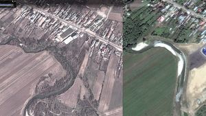 Giurgiu: Râul Neajlov, mutat cu 100 de metri pentru a face loc piscinei unui restaurant. Organizația USR din comună prezintă imagini din satelit, primarul și patronul susțin că nu știu nimic