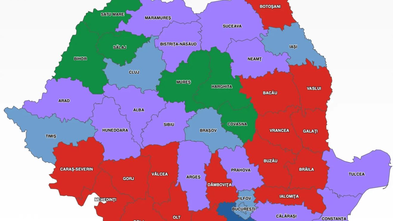 Elena Lasconi – prima în opțiunile electoratului în județele cu principalele centre universitare: București, Cluj, Iași, Timiș, Brașov. Călin Georgescu – pe locul doi în aceleași județe, mai puțin în Capitală