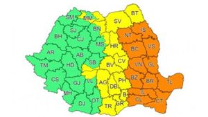 Cod portocaliu de vreme rea în estul României: Ploi torențiale, vijelii și descărcări electrice până miercuri seară