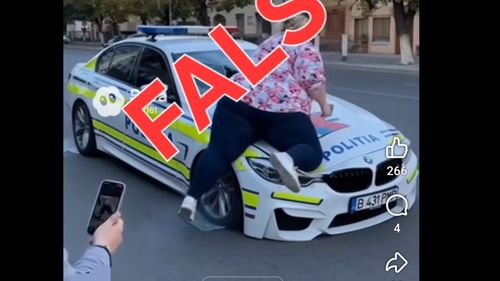Ministerul de Interne demontează clipul viral cu o femeie care distruge mașina de poliție: ”Viral nu înseamnă adevărat”