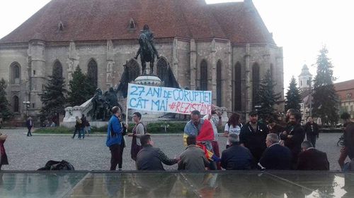 Protest la Cluj în semn de solidaritate cu mitingul diasporei din 10 august
