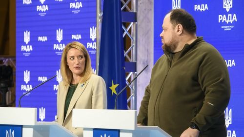 Preşedinta Parlamentului European promite ajutorul UE pentru reconstrucţia Ucrainei după război: „Sunt la Kiev pentru a da un mesaj de speranţă. Suntem alături de voi”