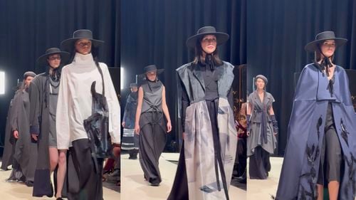 Genghiz Beghim primăvară-vară 2026 la Romanian Fashion Week București: o eleganță austeră în nuanțe de gri și negru, inspirată de minimalism japonez și rafinament monahal