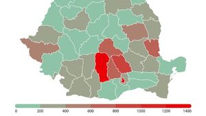 HARTA Epicentrul pandemiei de COVID: Argeș, Prahova, Brașov, Dâmbovița. O treime din totalul pacienților s-au infectat doar în ultimele 14 zile