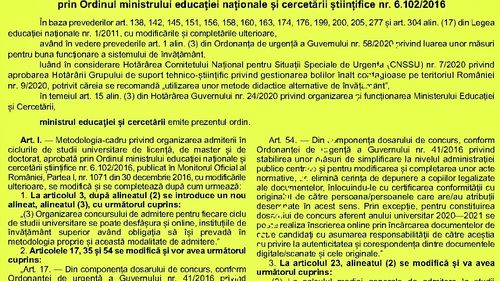 Mediile din liceu, criteriu posibil de admitere la facultate / Documentele legalizate se elimină din dosar, actele se pot depune online