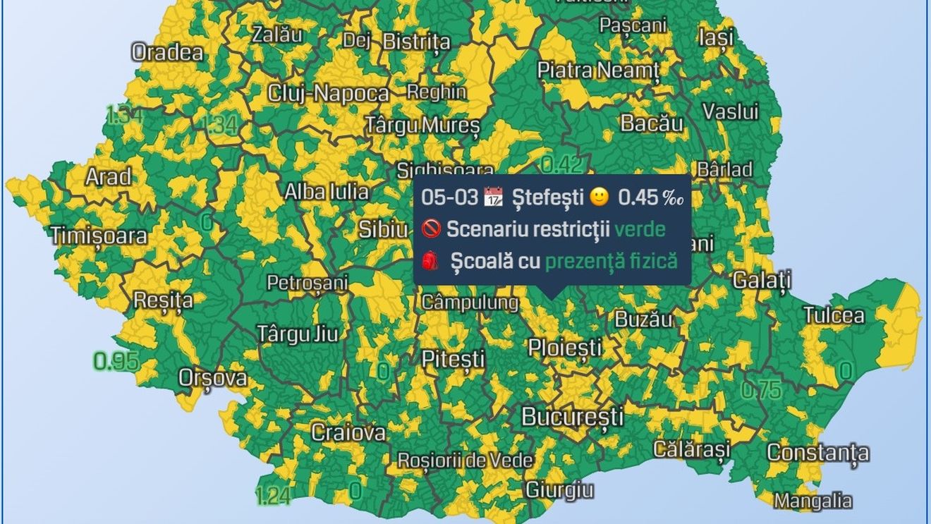 HARTA scenariilor după care se redeschid școlile pe 5 mai, în fiecare localitate, creată de cercetătorii Universității “Babeș Bolyai”