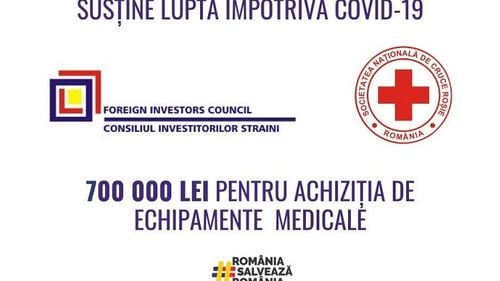 Consiliul Investitorilor Străini a donat 700.000 de lei către Crucea Roșie Română pentru dotarea cu ventilatoare și monitoare de terapie intensivă a spitalelor din țară