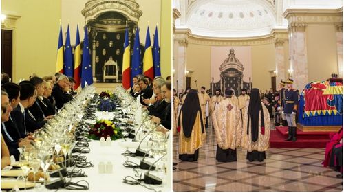 VIDEO Guvernul a organizat o masă în Sala Tronului din Palatul Regal, în același loc în care a fost depus acum un an Regele Mihai