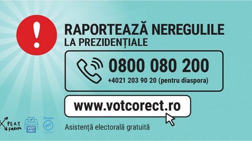 Linie telefonică la care alegătorii pot pune întrebări legate de procedura de vot sau pot sesiza nereguli, asigurată de Expert Forum