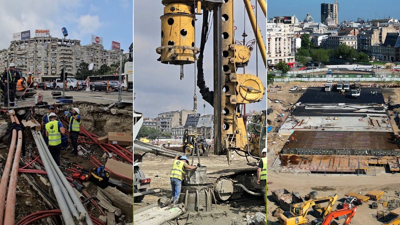 FOTO De sâmbătă, noi restricții de trafic în Piața Unirii: lucrările la Planșeul Unirii intră în ultima etapă de execuție / Proiectul este realizat în proporție de peste 60%