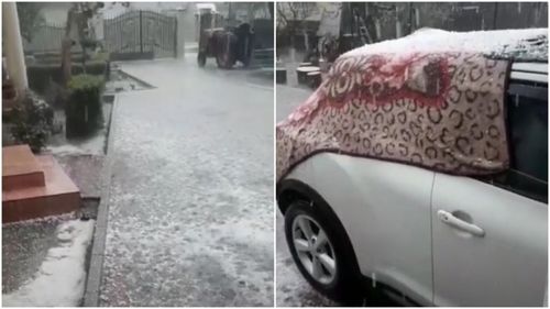 Ploaie cu gheață în viile din localitatea Panciu, în ciuda rachetelor antigrindină