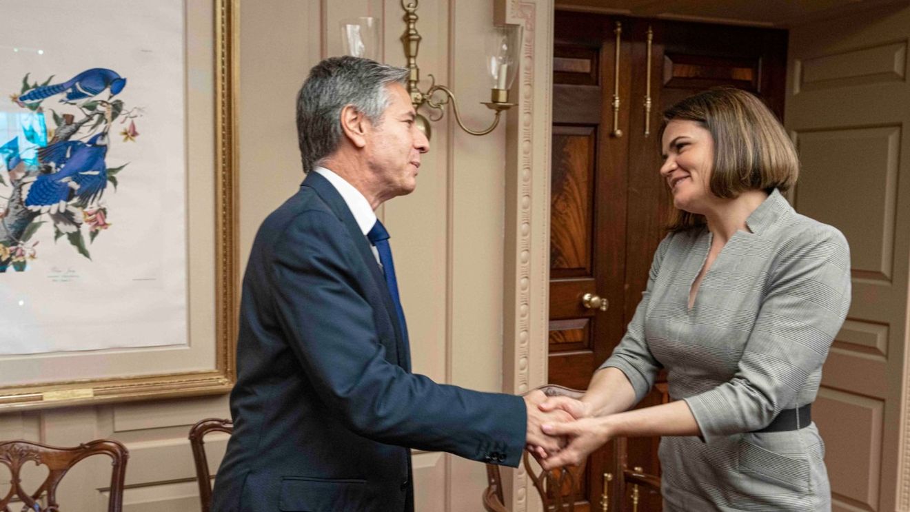 Șeful diplomației americane s-a întâlnit la Washington cu lidera din exil a opoziției din Belarus, Svetlana Tihanovskaia
