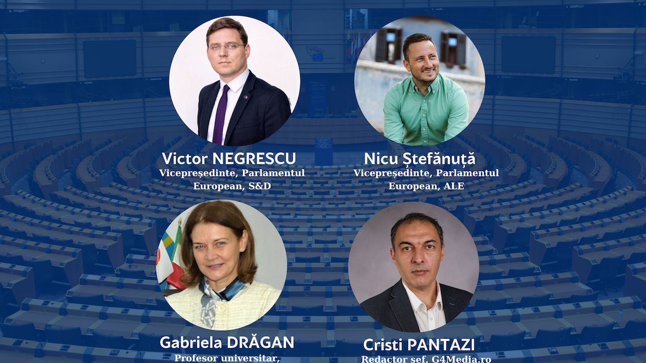 DEZBATERE LIVE ONLINE Vineri, 2 august, ora 14:00 În premieră, cei doi vicepreședinți români ai Parlamentului European, Victor Negrescu și Nicu Ștefănuță și profesoara Gabriela Drăgan discută cu Cristian Pantazi, G4Media