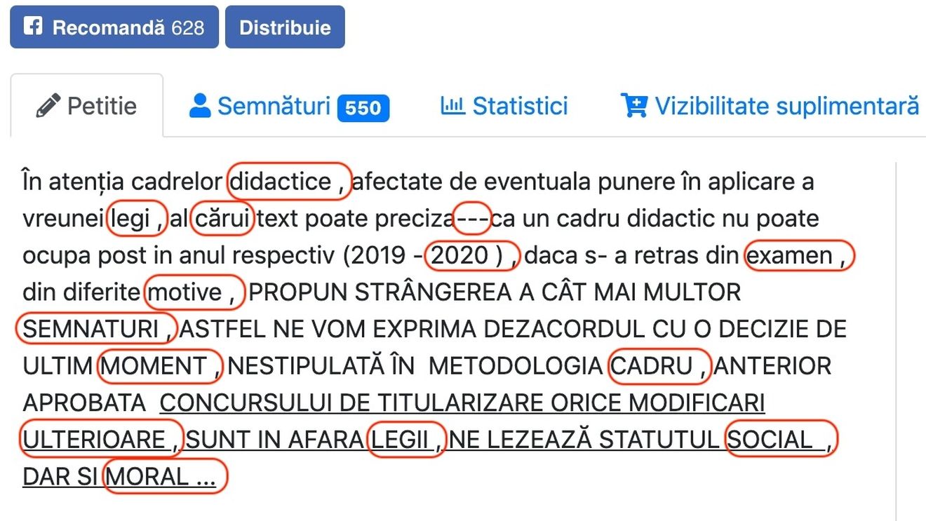 Petiție plină de greșeli a celor care vor să fie profesori, deși s-au retras din examenul de titularizare