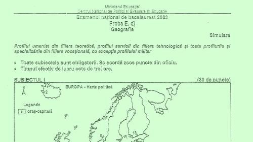 Subiectele de la Geografie – simulare BAC 2023: Liceenii au avut de prezentat un avantaj economic al faptului că România este o țară carpatică
